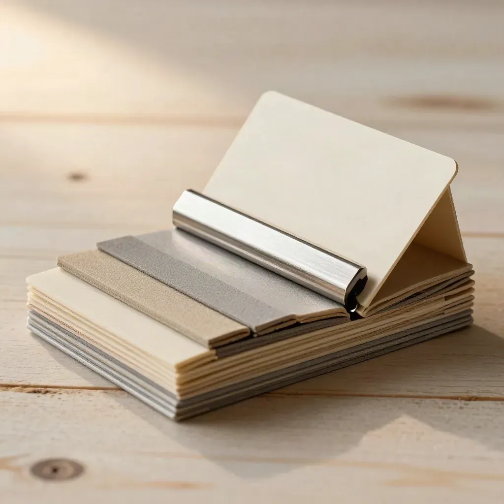 Comparator pack fanned on pale wood with a lifted band, cream divider card, and aluminum clip.